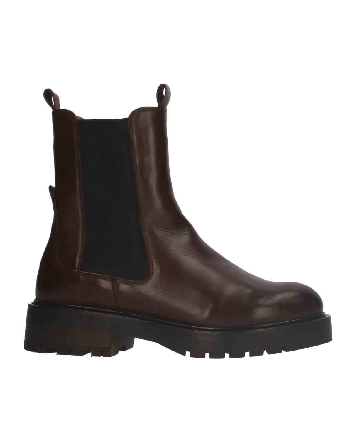 Katelyn Leather Wool Boots - Brown