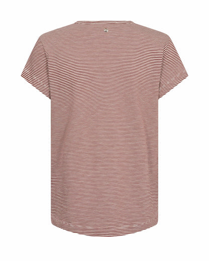Campa O-Neck Short Sleeve Stripe Tee - Cowhide