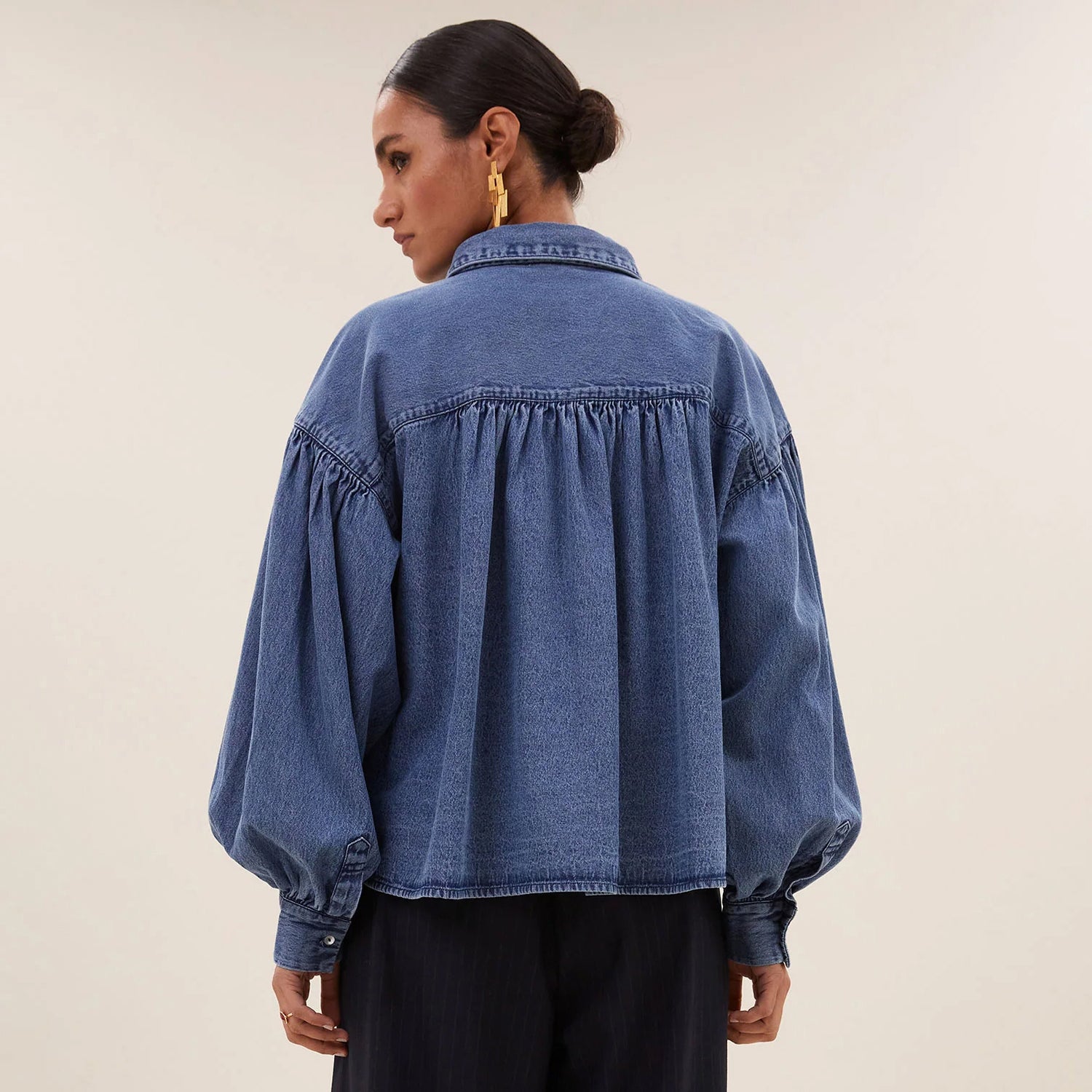 Sarah Short Denim Blouse - Medium Denim
