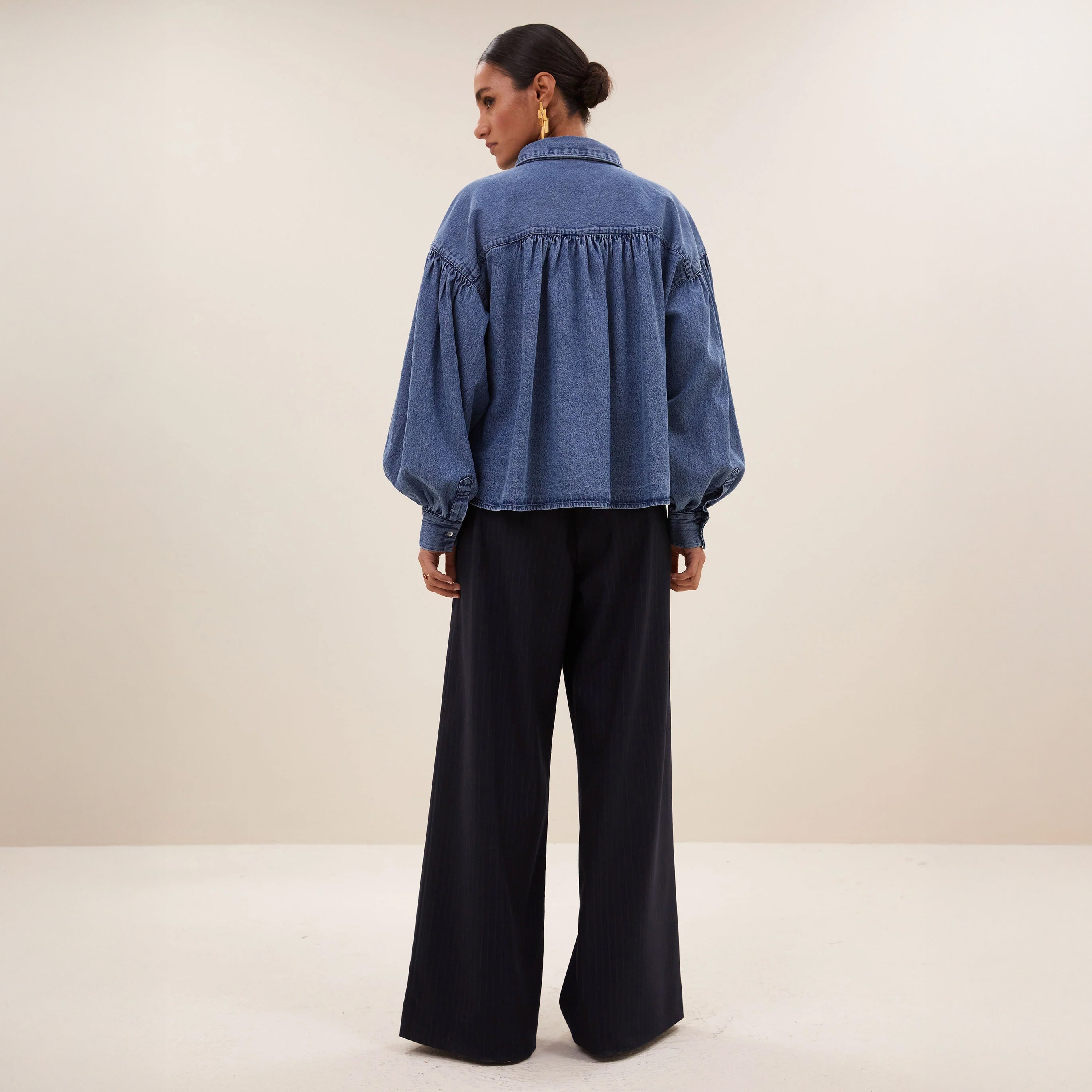 Sarah Short Denim Blouse - Medium Denim