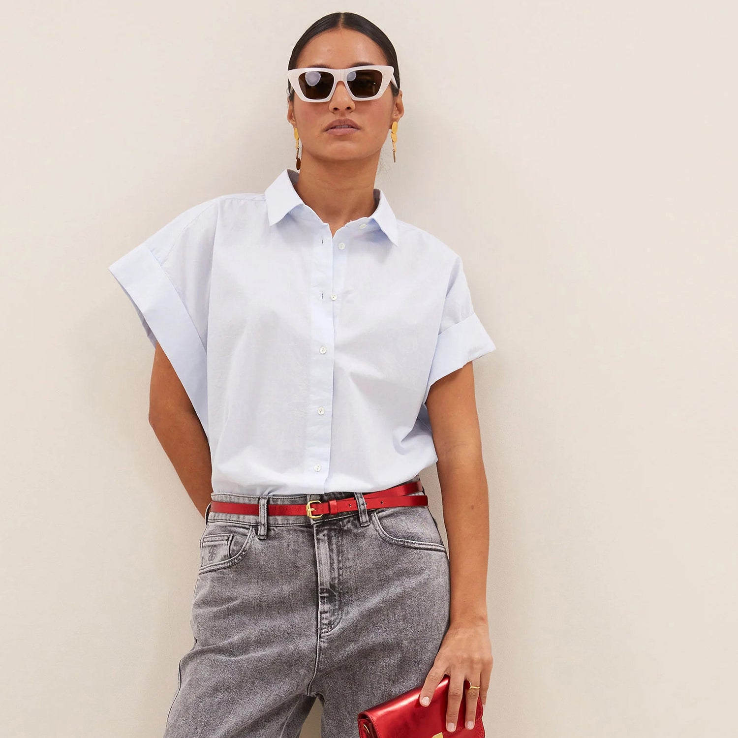 Pixie Chambray Blouse - Light Blue