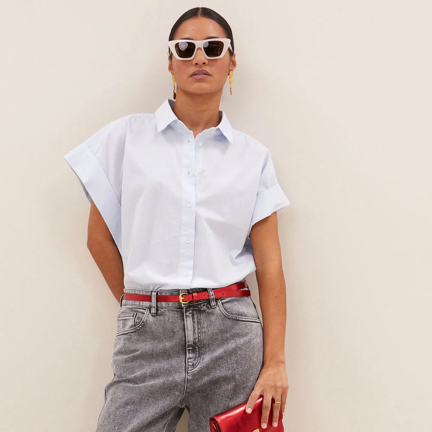 Pixie Chambray Blouse - Light Blue