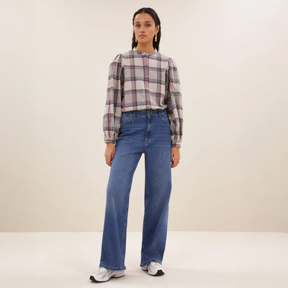Day Check Blouse - Stone Check