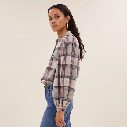 Day Check Blouse - Stone Check