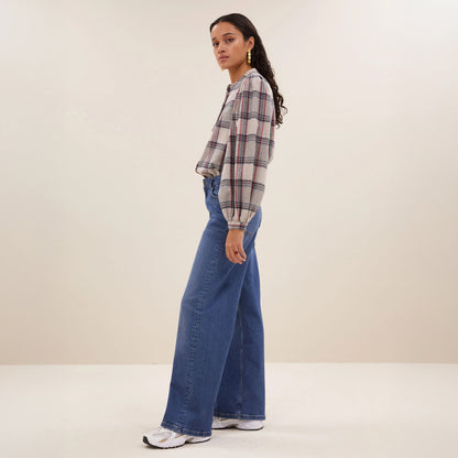 Day Check Blouse - Stone Check