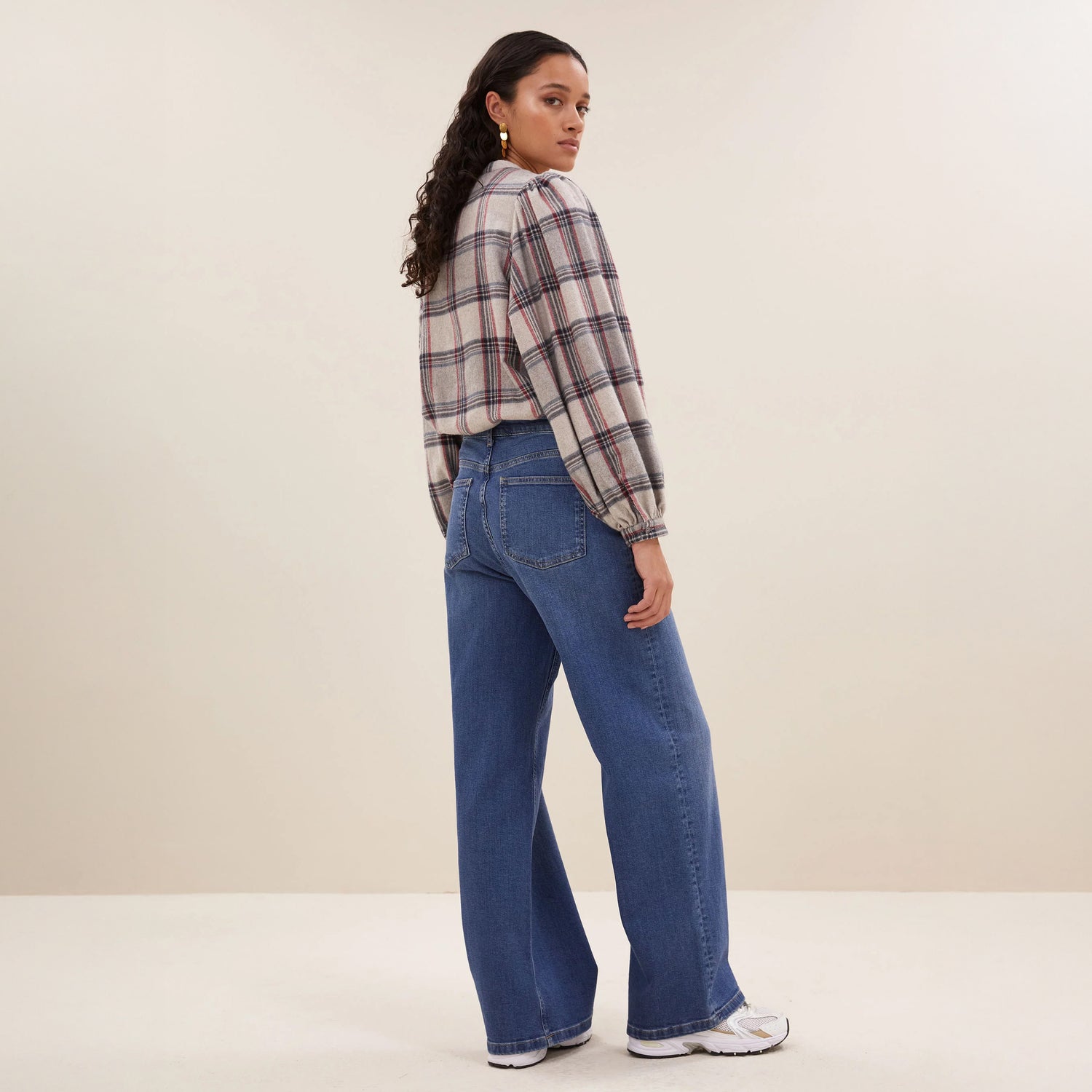 Day Check Blouse - Stone Check