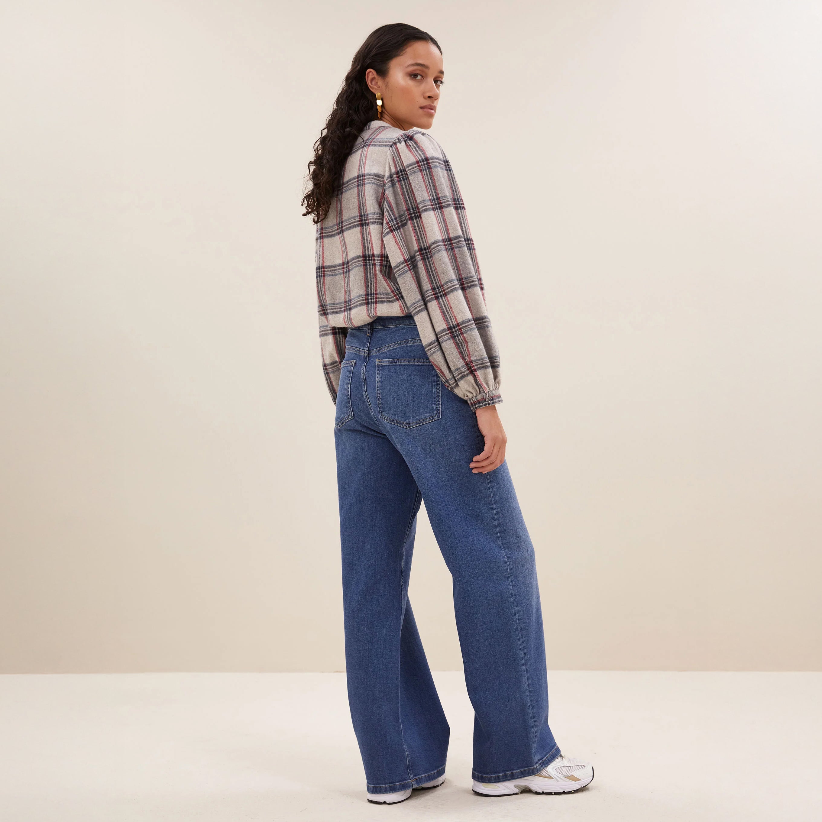 Day Check Blouse - Stone Check