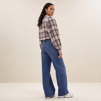 Day Check Blouse - Stone Check