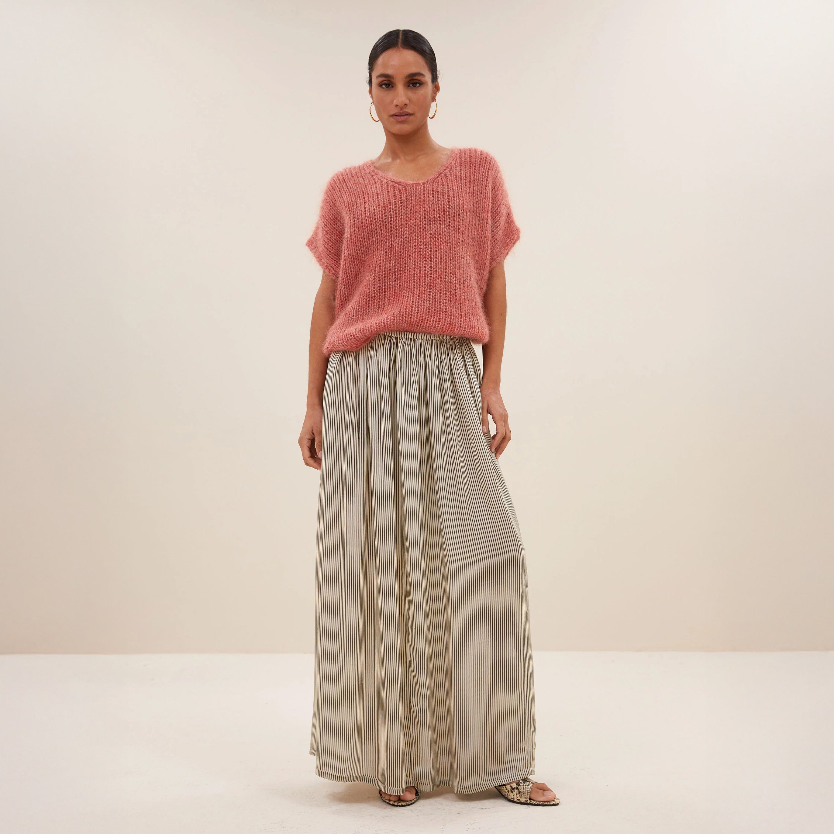 Reva Stripe Skirt - Graphite