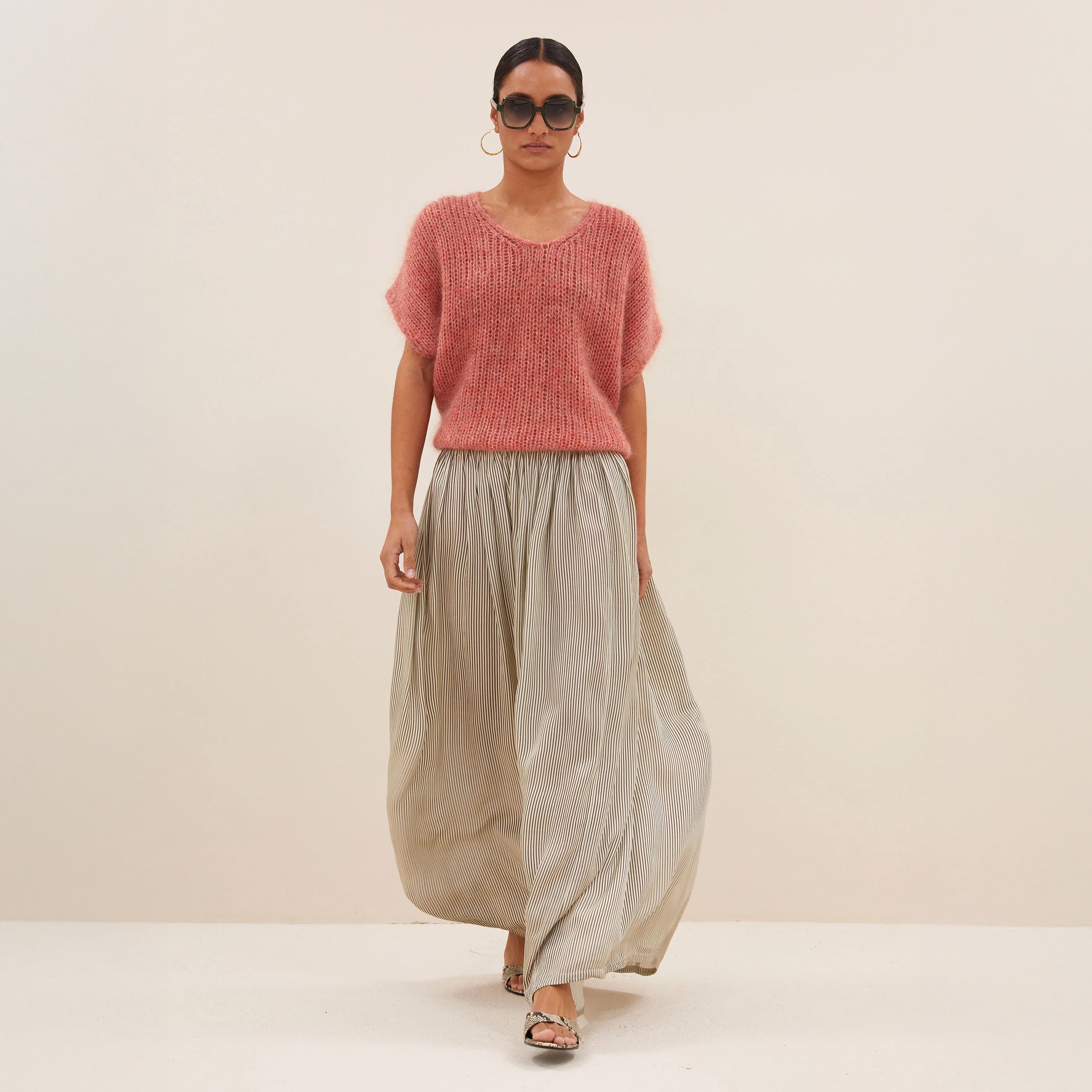 Reva Stripe Skirt - Graphite