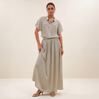 Reva Stripe Skirt - Graphite