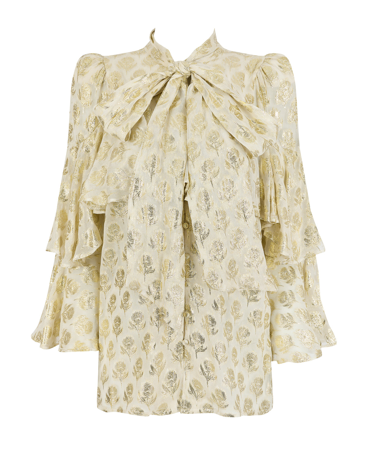 Bea Bow Neck Blouse - Gold