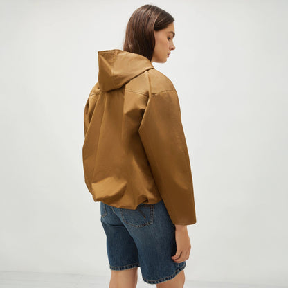 Rising Short Hooded Tie Jacket - Khaki