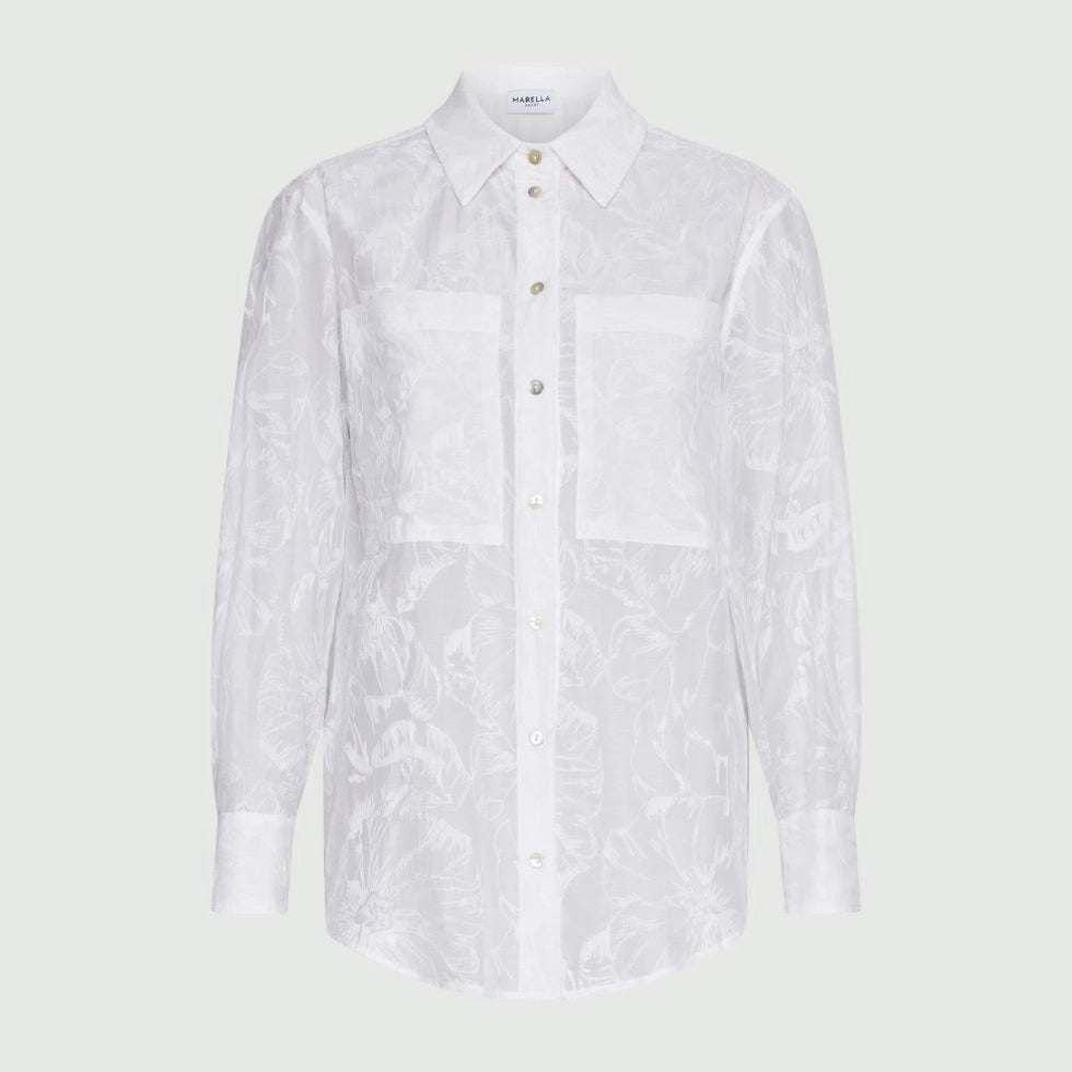 Ricola Cotton/Silk  Embroidered Shirt - White