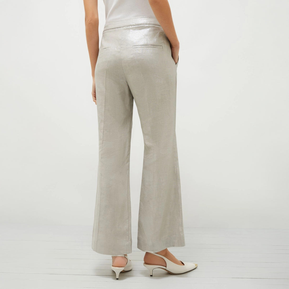 Nardo Linen Metallic Trouser - Light Grey