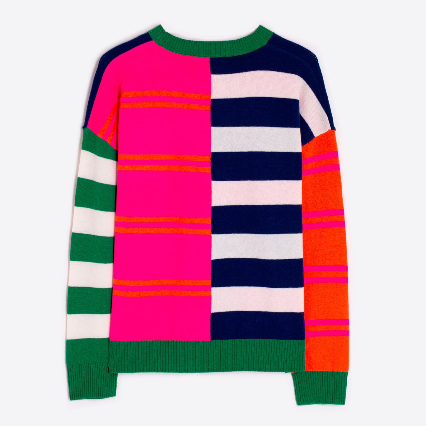 Fabiola Multi Stripe Jumper - Navy Fuschia Green