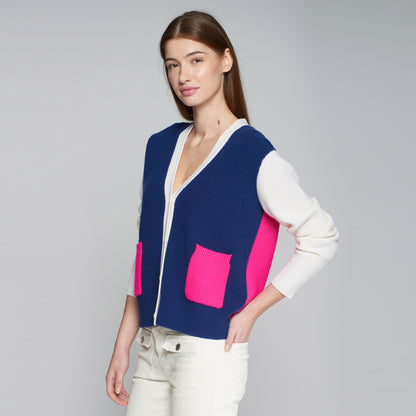 Theresa Colour Block Cardigan - Navy/Cream