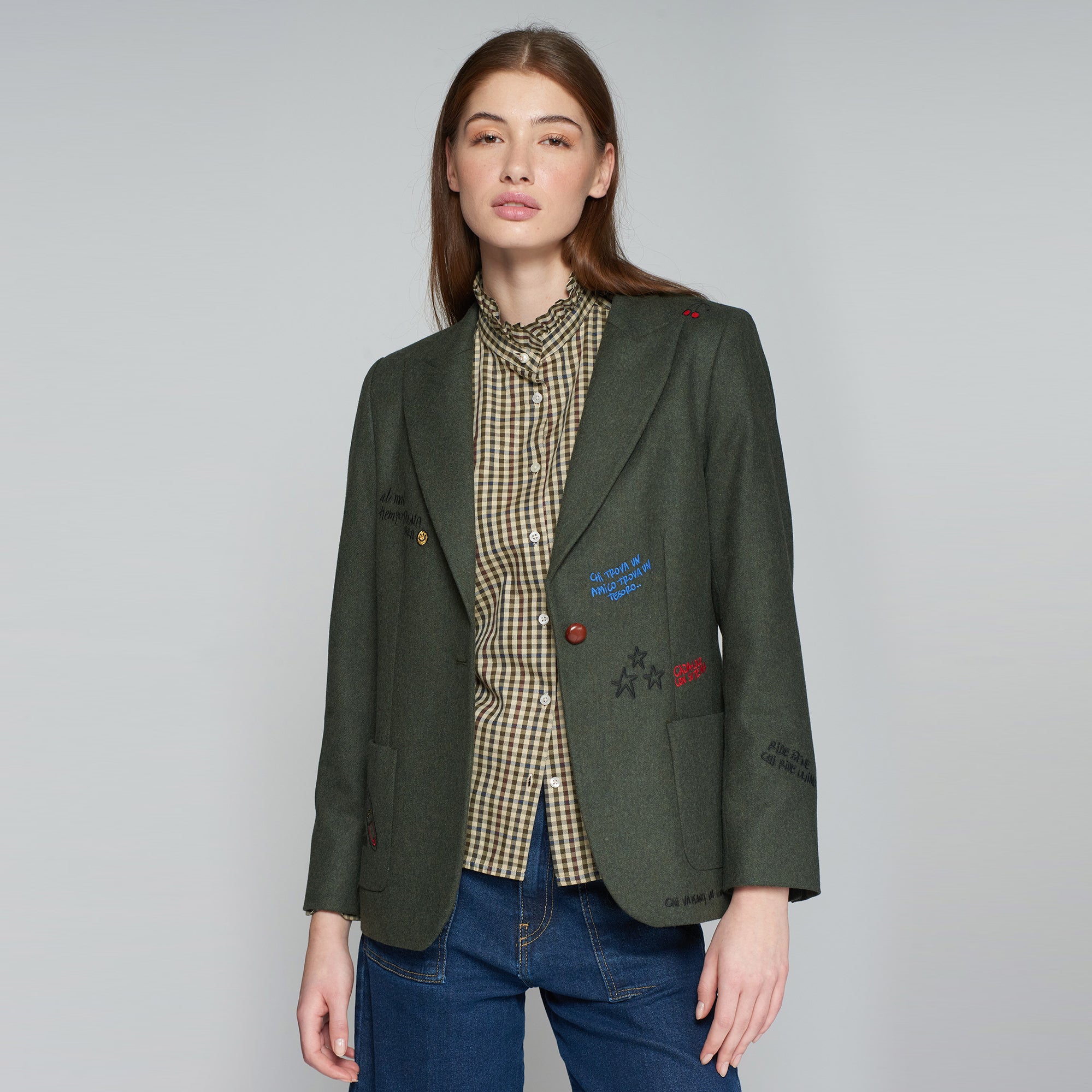 Hillary Slogan Blazer - Loden