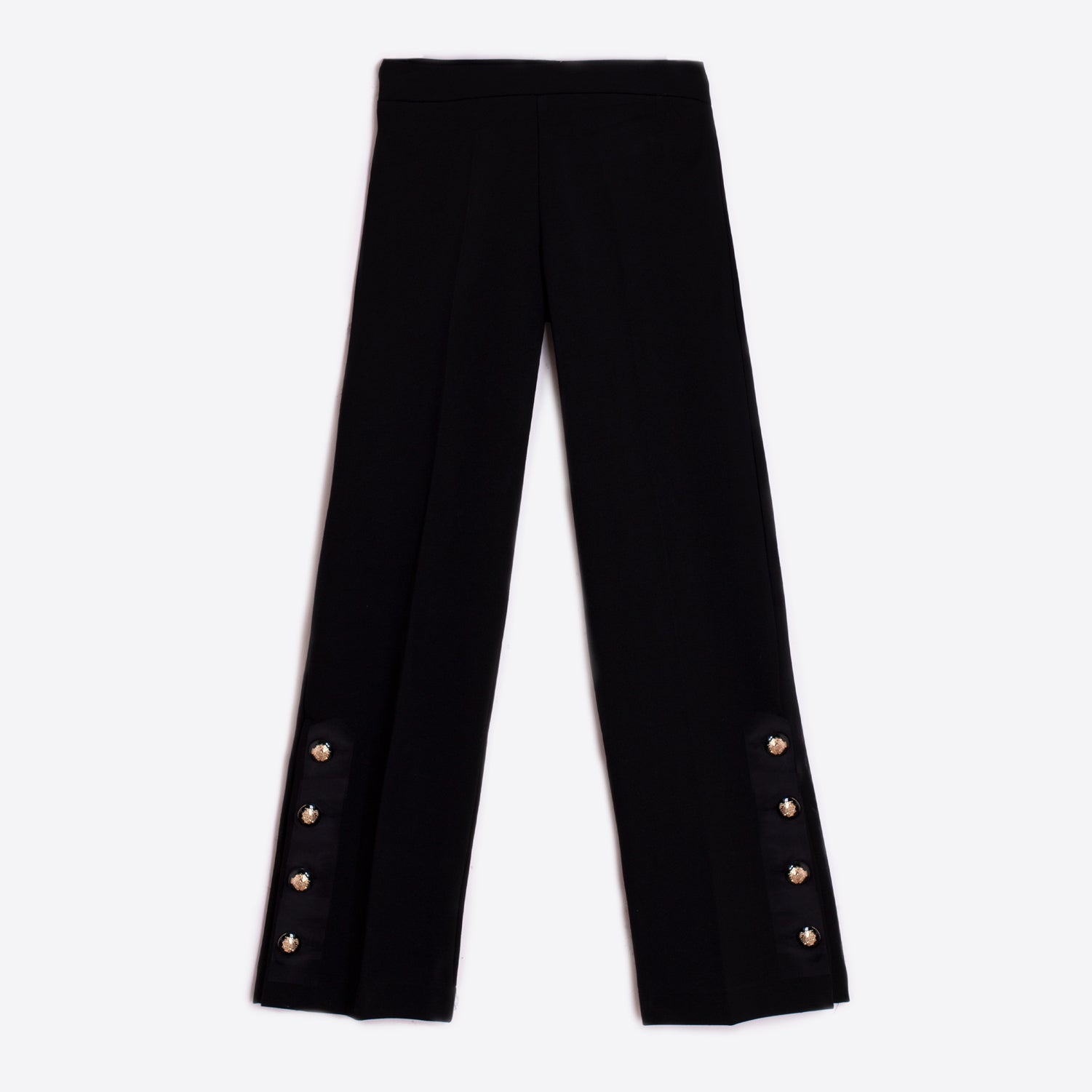 Mikaela Button Hem Trouser - Black