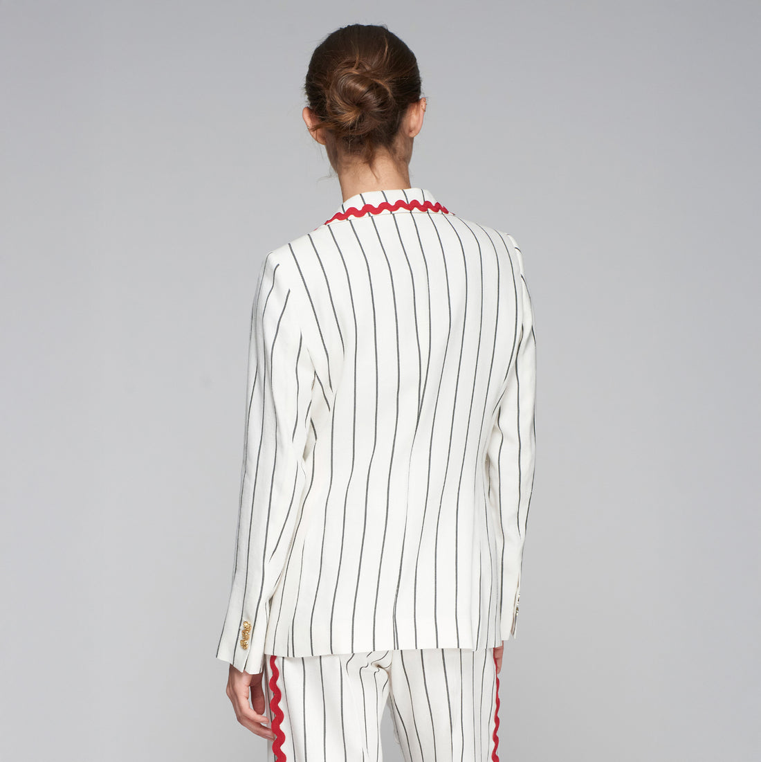 Heather Linen Stripe Blazer - Cream