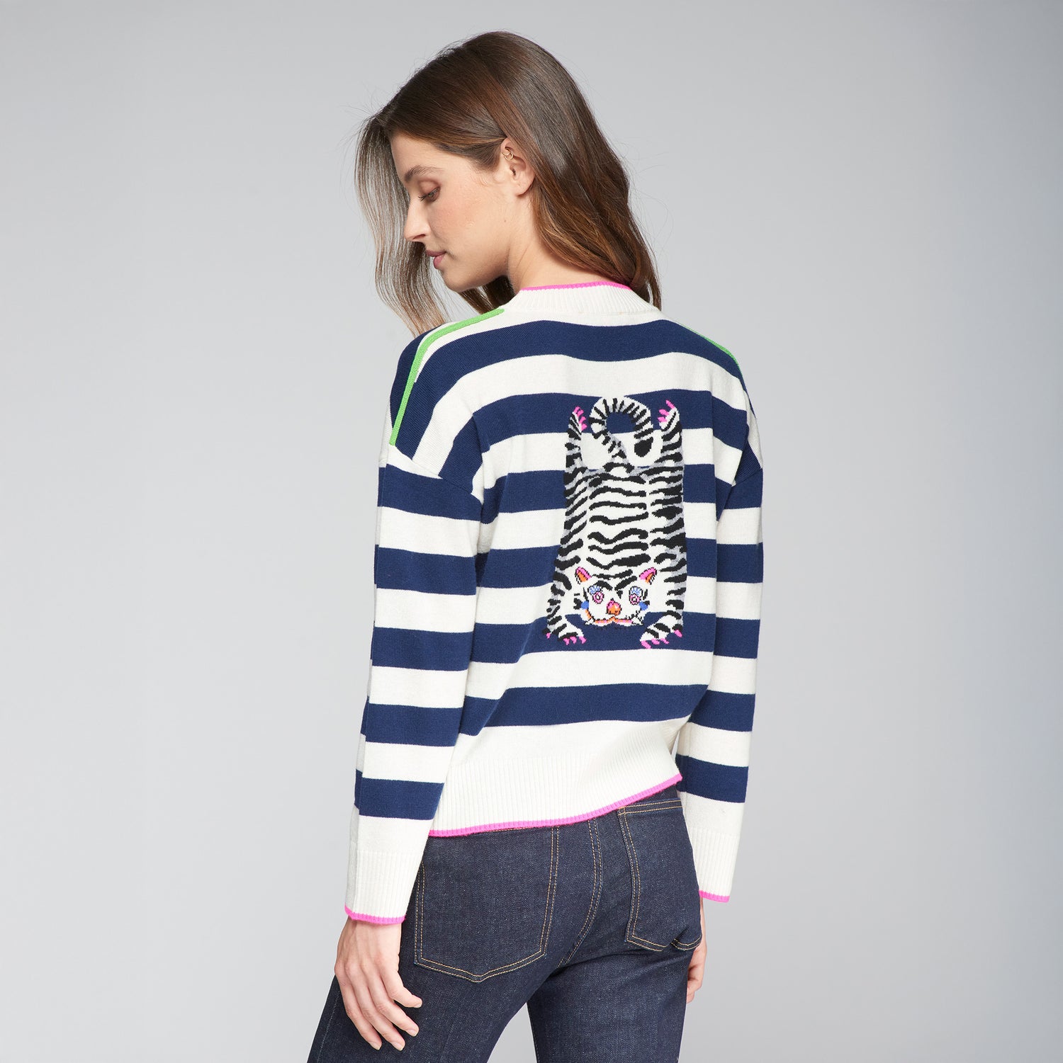 Intarsia Tiger Jumper - Navy