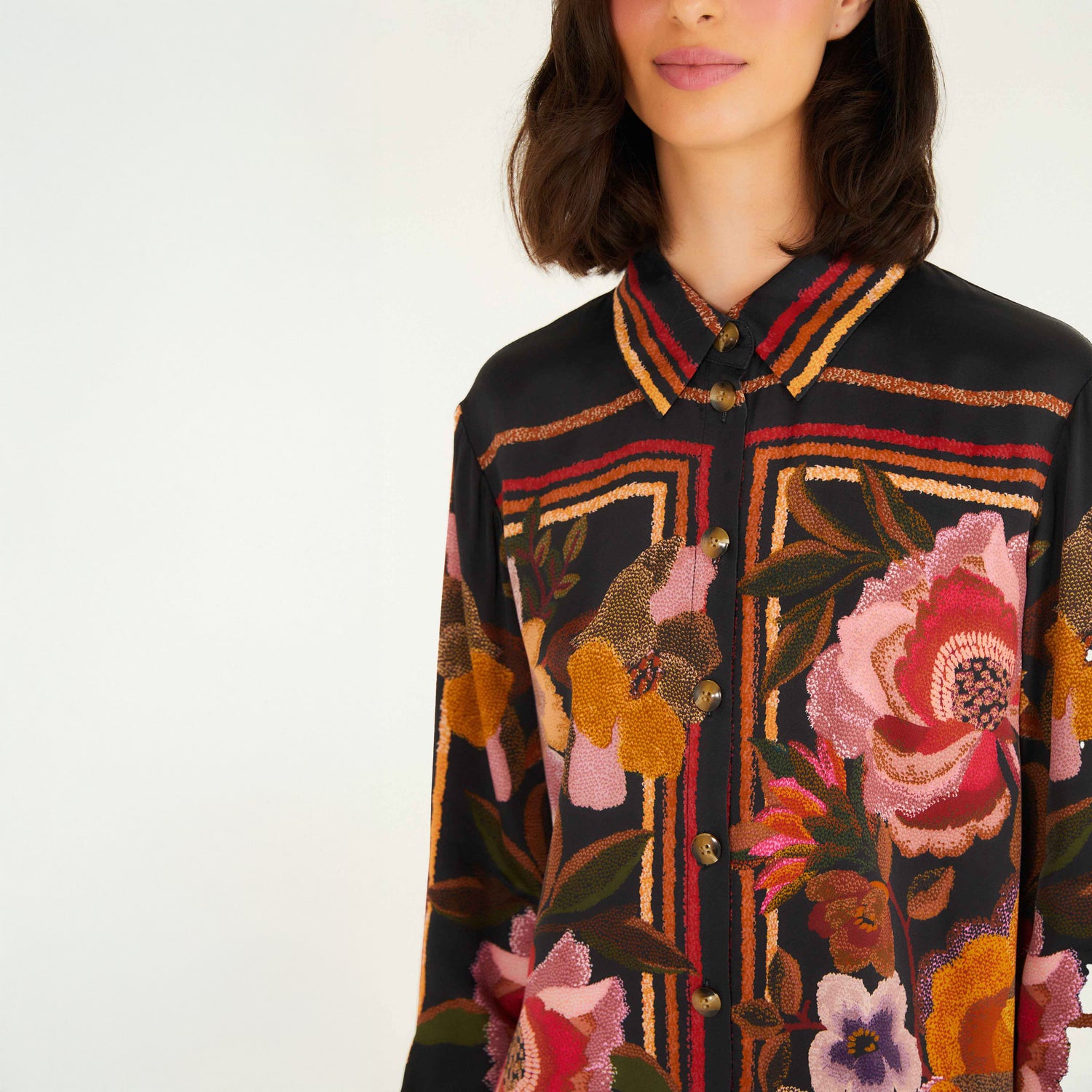 Chenille Flowers Shirt - Chenille Flowers Black