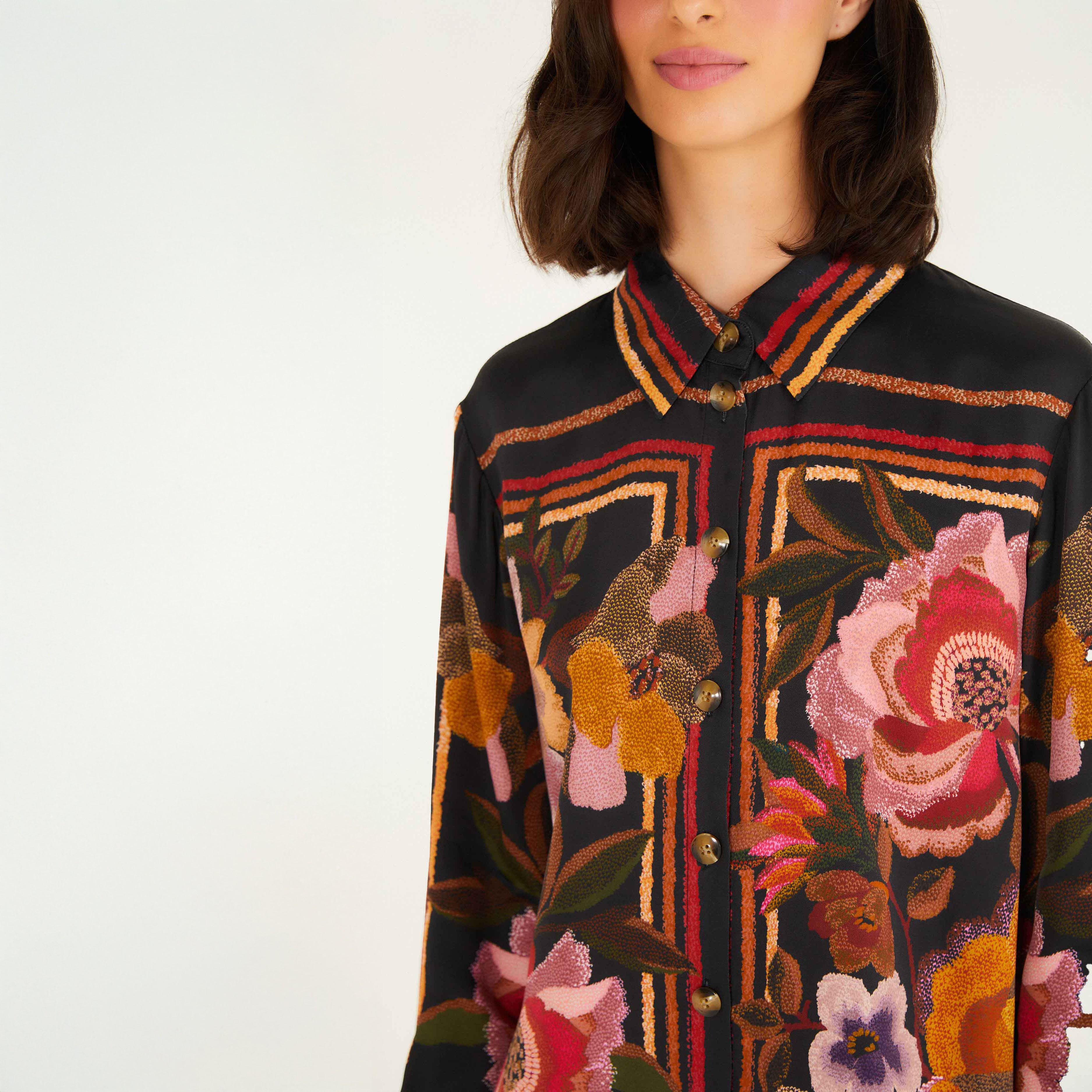 Chenille Flowers Shirt - Chenille Flowers Black