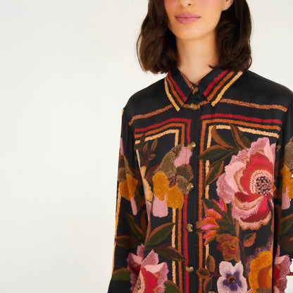 Chenille Flowers Shirt - Chenille Flowers Black