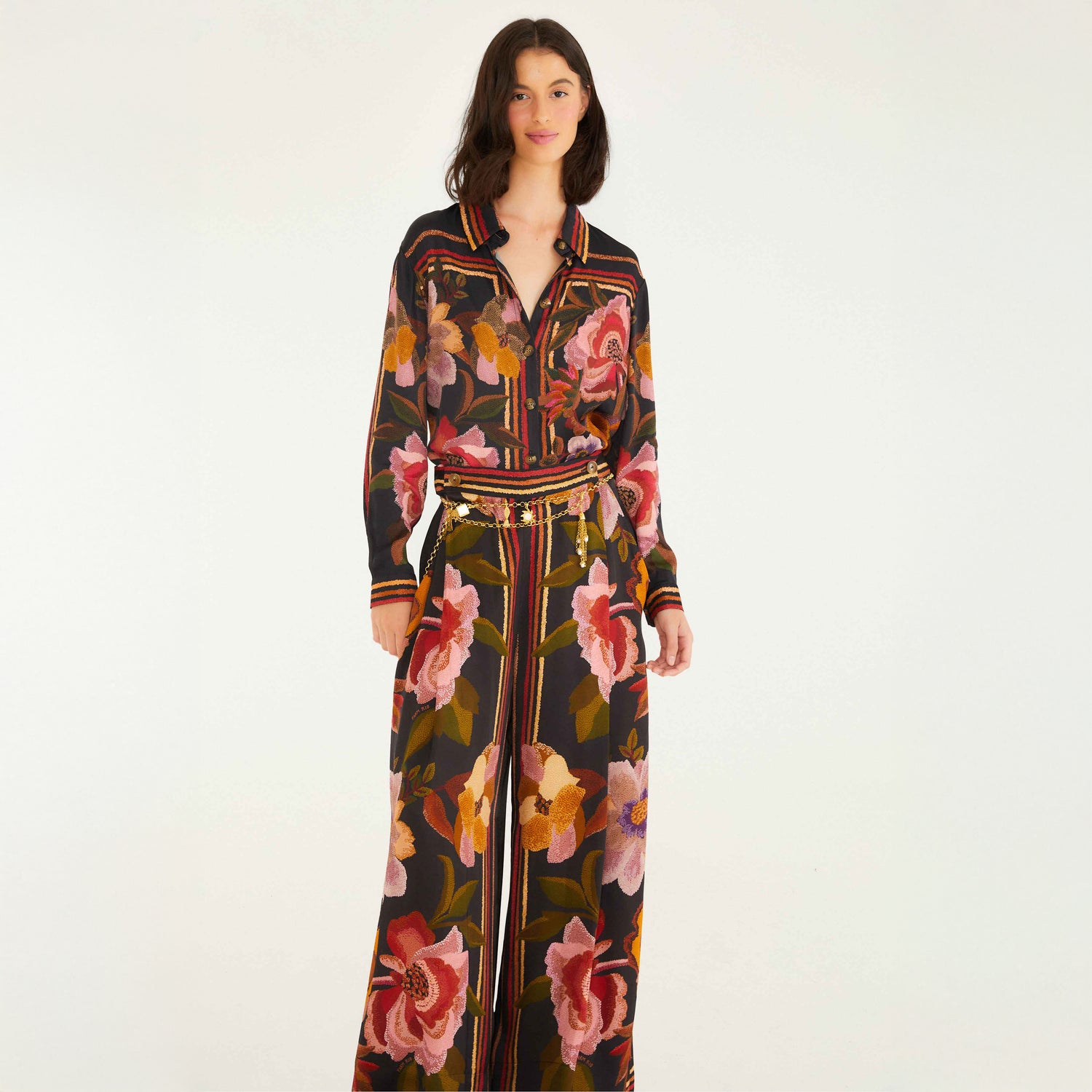 Chenille Flowers Pants - Chenille Flowers Black