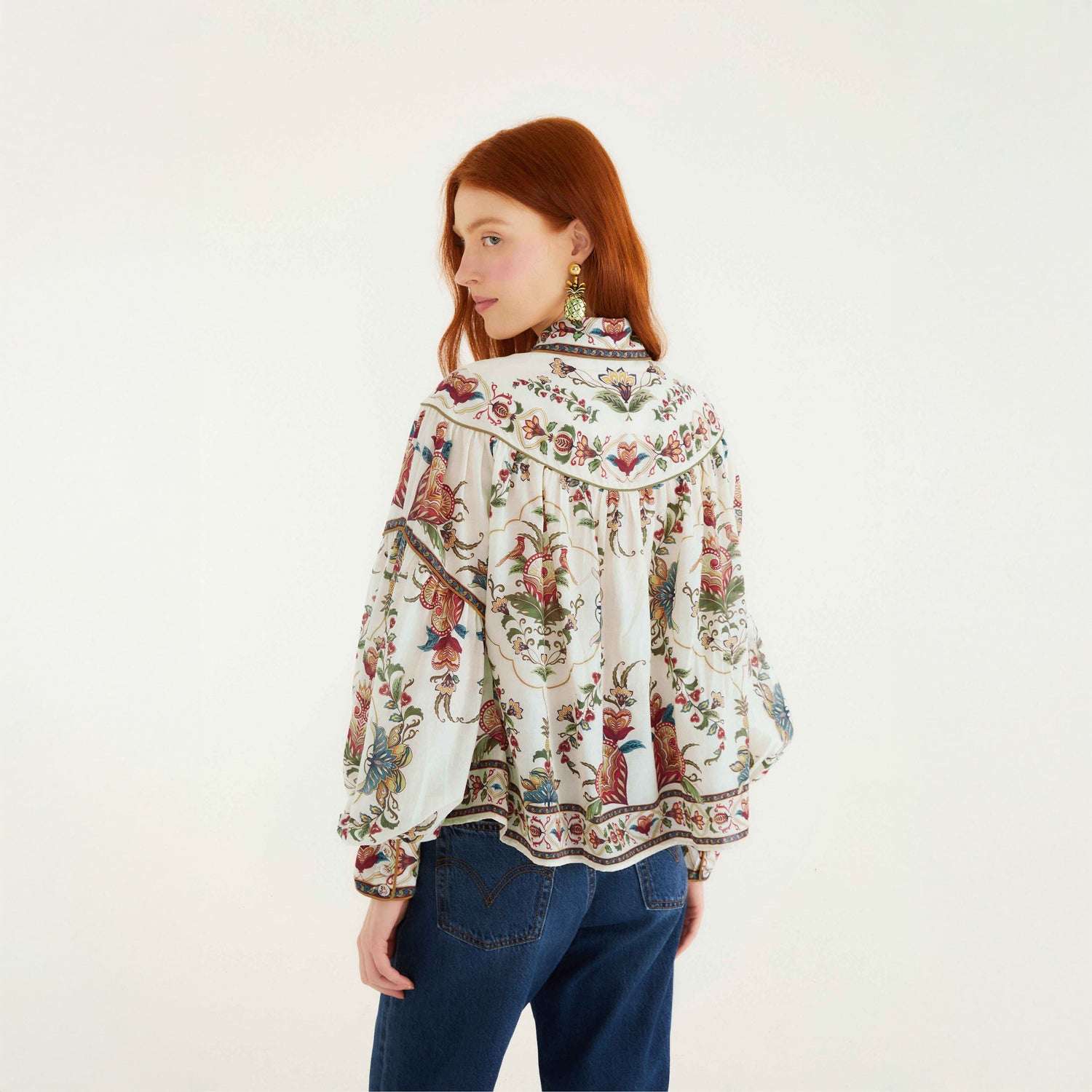 Majestic Hearts Cream Blouse - Majestic Hearts Cream