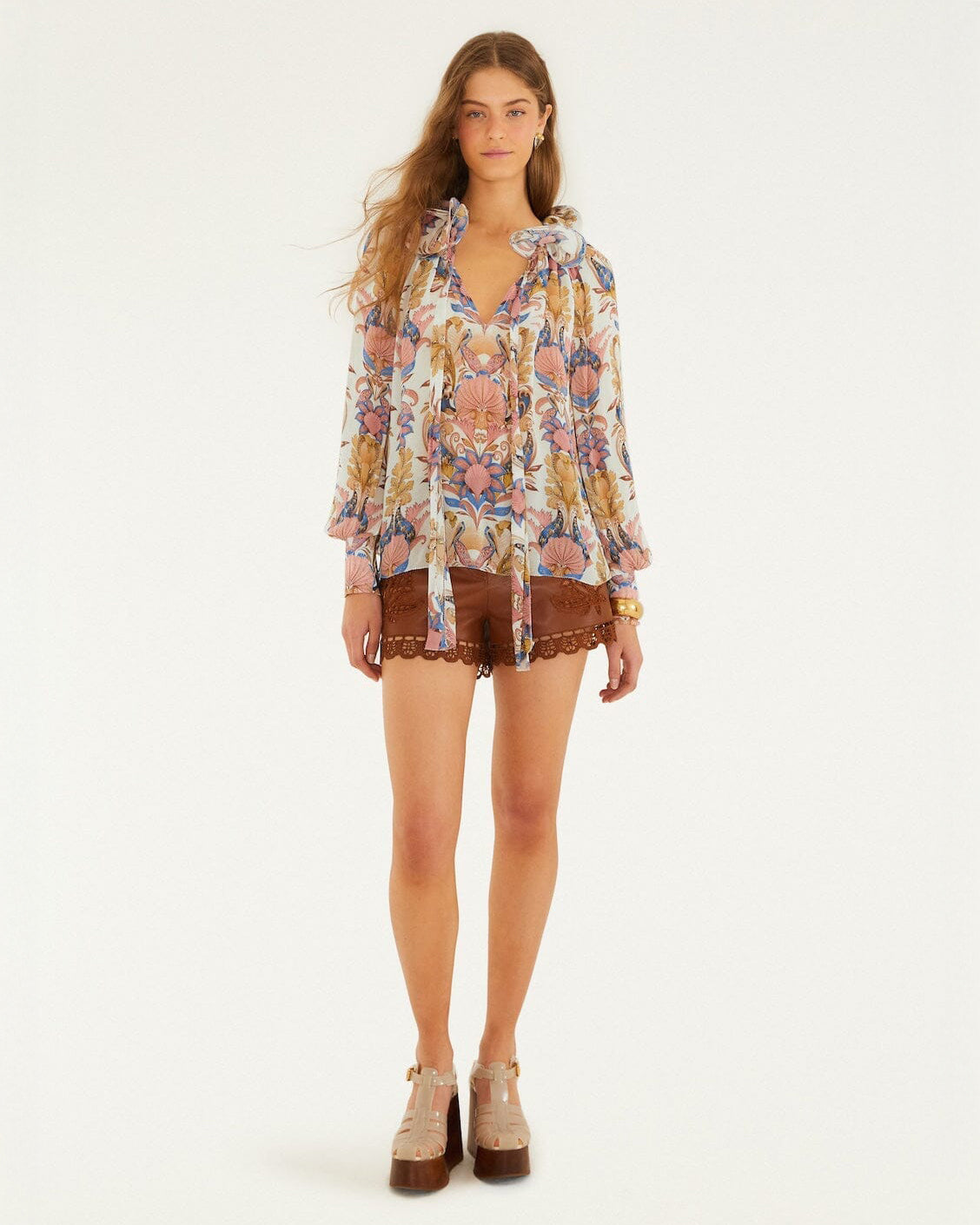 Long Sleeve Blouse - Sea Garden Off-White