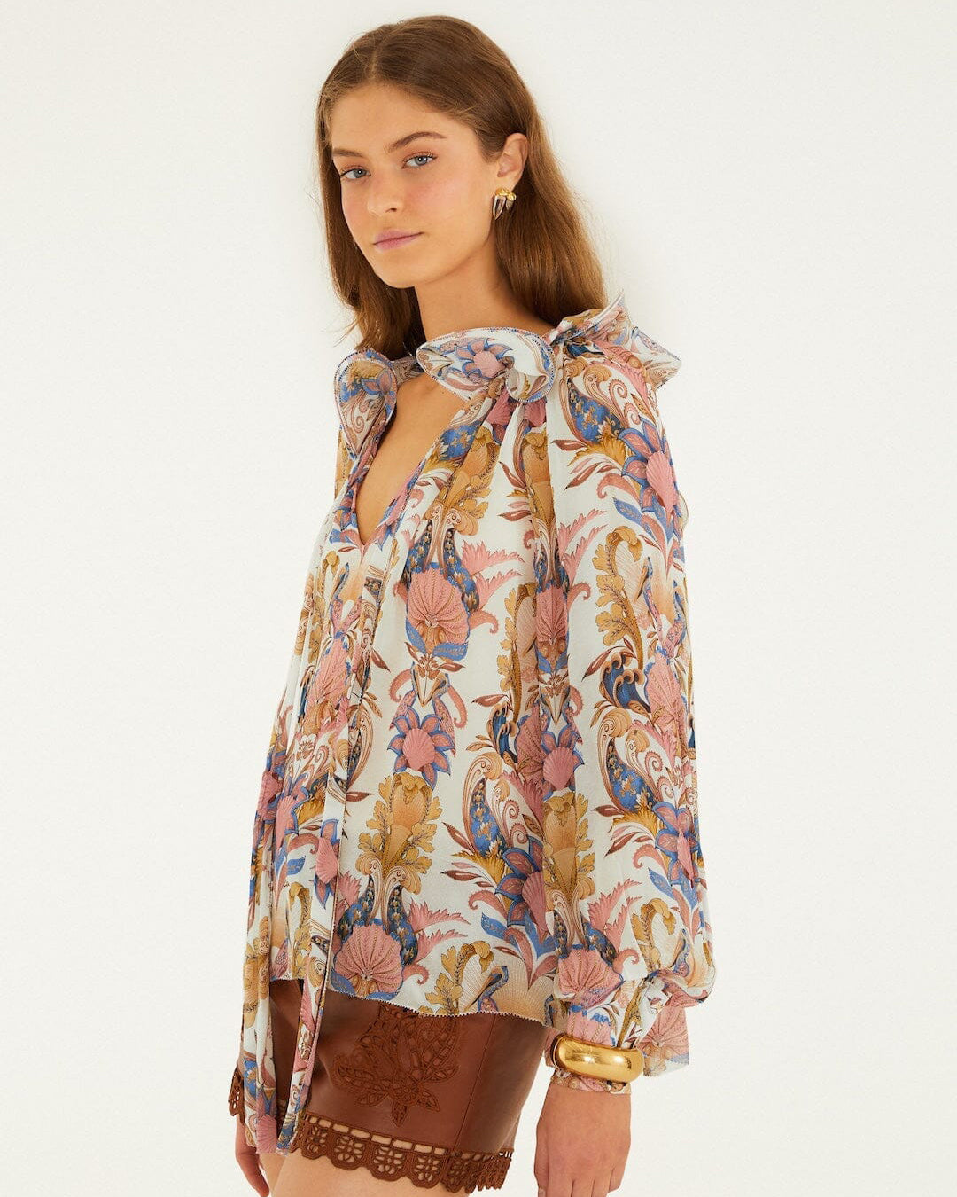 Long Sleeve Blouse - Sea Garden Off-White