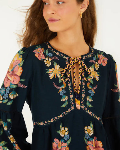 Floral Mini Dress - Maira Floral Dark Blue
