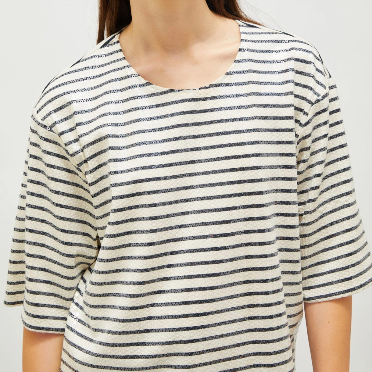 Gardone Sequin Striped Top - Cream