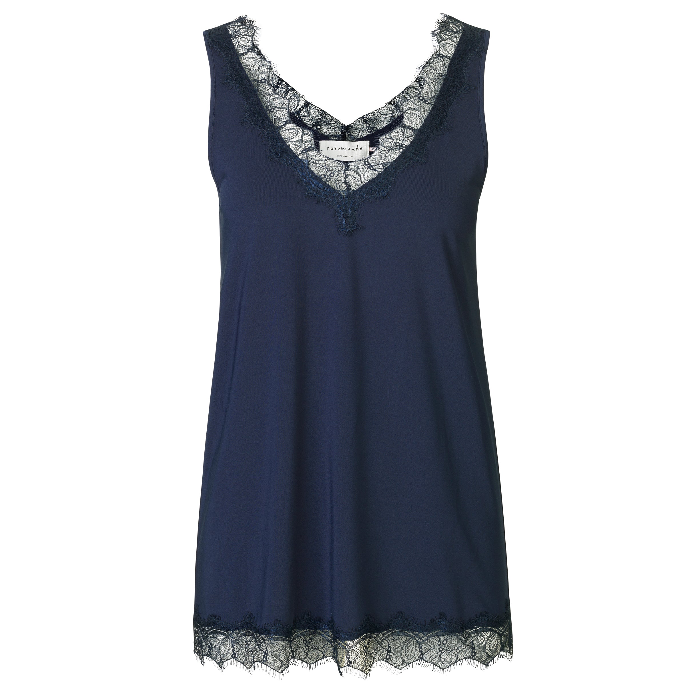 Billie Sleeveless Lace V-Neck Top - Dark Blue