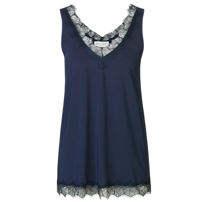 Billie Sleeveless Lace V-Neck Top - Dark Blue