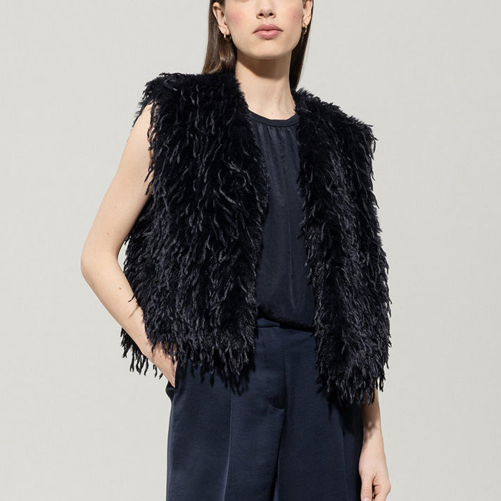 Feather Effect Gilet - Dark Blue