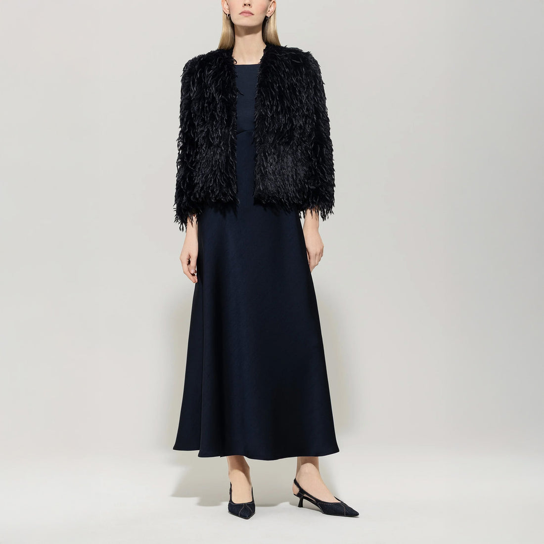 Feather Effect Jacket - Dark Blue