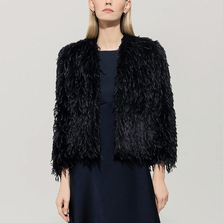 Feather Effect Jacket - Dark Blue