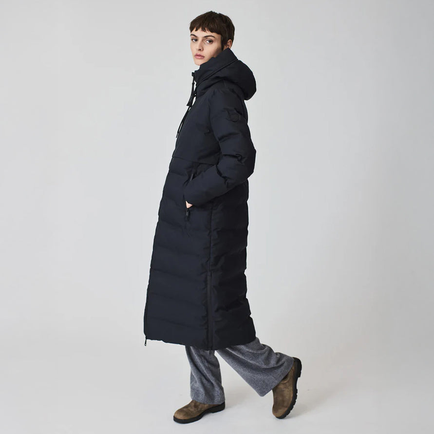 Snestorm Long Side Zip Puffa Coat - Dark Navy