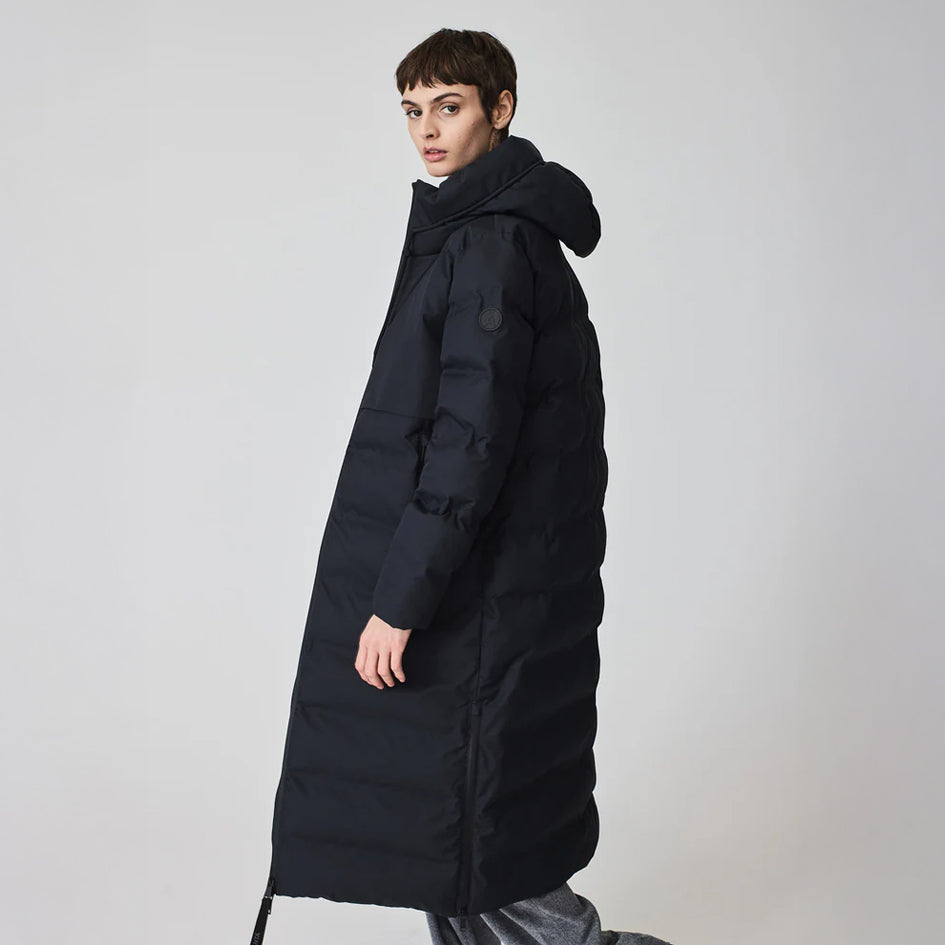 Snestorm Long Side Zip Puffa Coat - Dark Navy