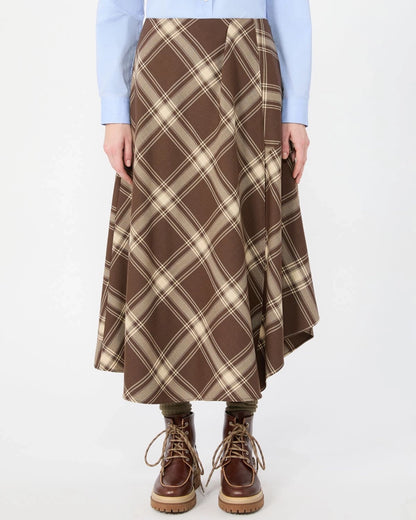 Lanoso Check Skirt - Brown Ecru