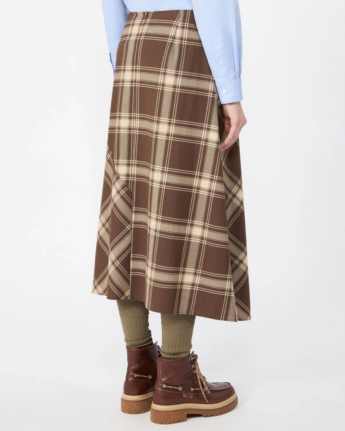 Lanoso Check Skirt - Brown Ecru