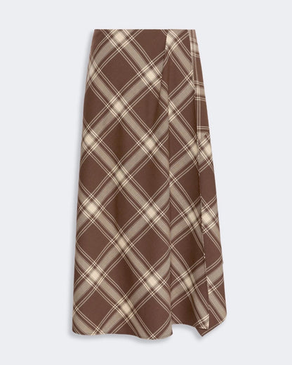 Lanoso Check Skirt - Brown Ecru