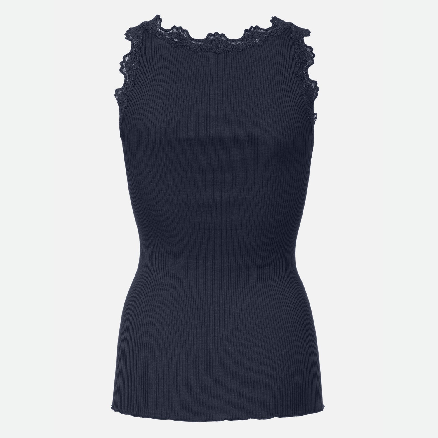 Babette U-Neck Long Lace Top - Navy