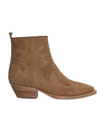 Short Suede Cowboy Boot - Cuero Tan
