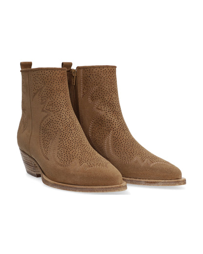 Short Suede Cowboy Boot - Cuero Tan