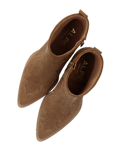 Short Suede Cowboy Boot - Cuero Tan