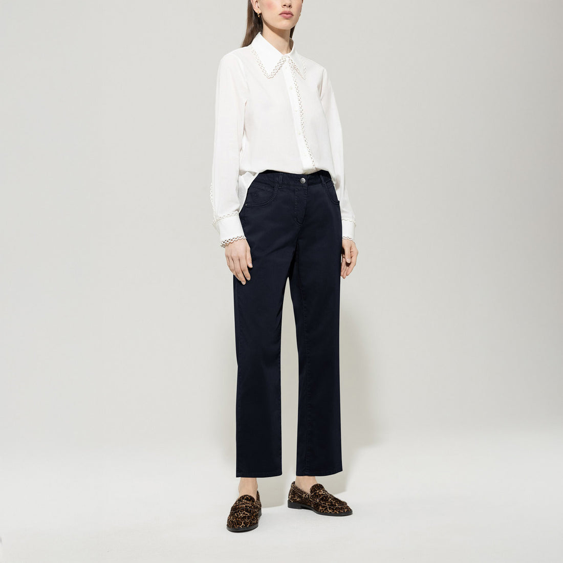 High Stretch Coloured Trousers - Dark Blue
