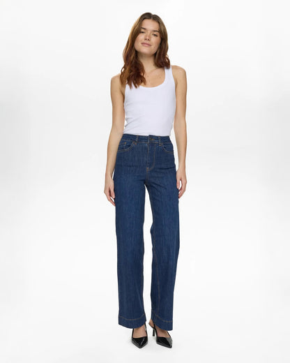 Nuparis Hr Wide Jeans - Dark Blue Denim